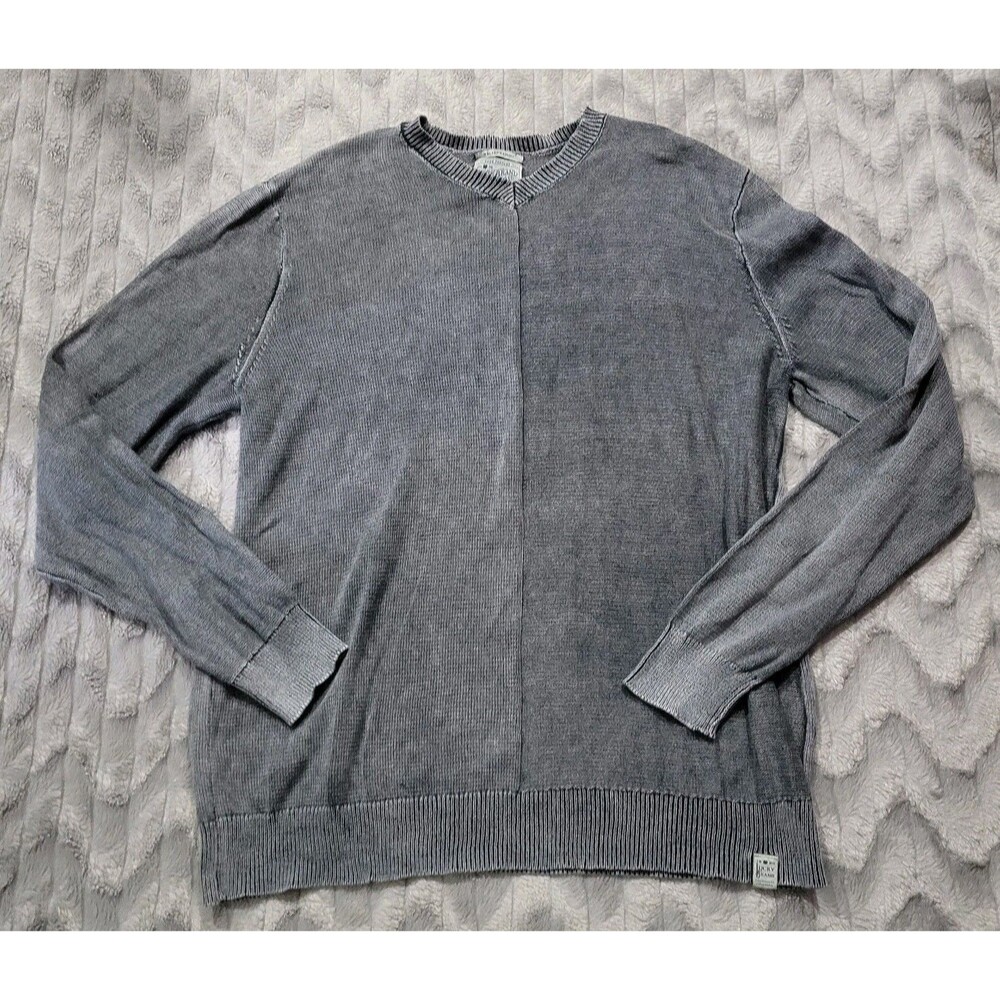 Lucky Brand Mens XL V Neck Welterweight Gray Long Sleeve Sweatshirt Shirt